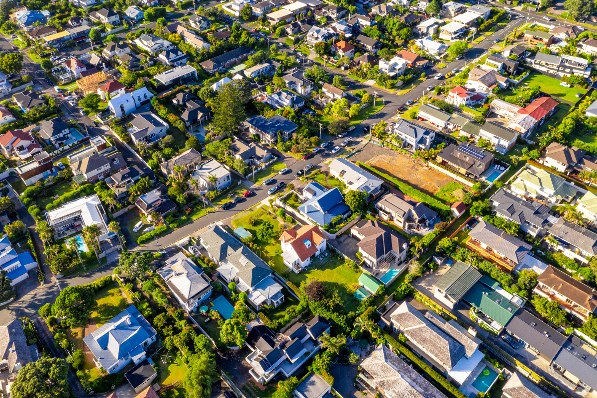 Photo of a suburb from above 